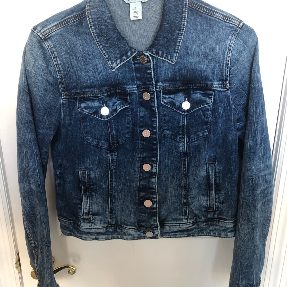 White House Black Market Denim Jacket with Button Front